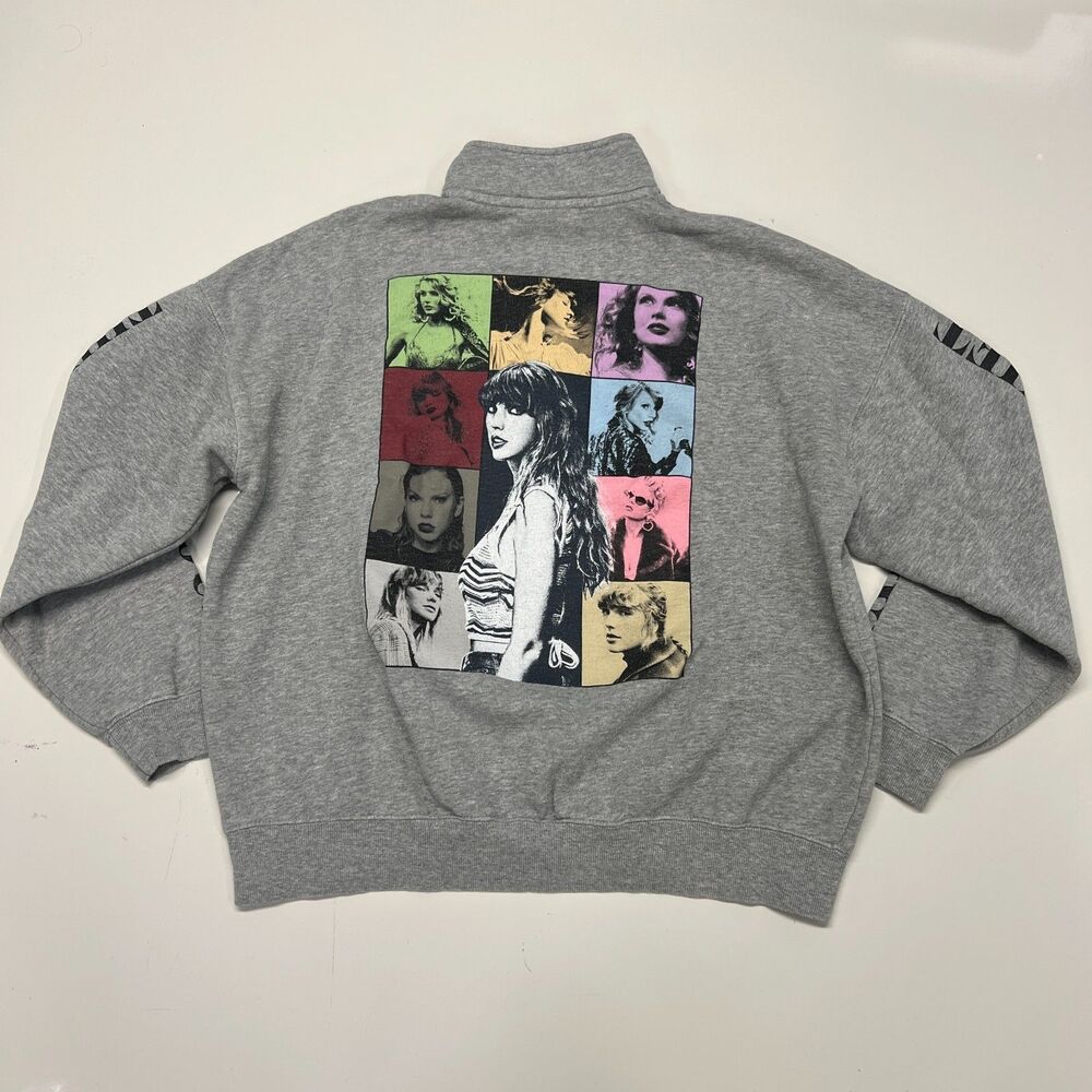 Taylor Swift The Eras Tour Quarter Zip Sweatshirt Gray Small Concert Merch